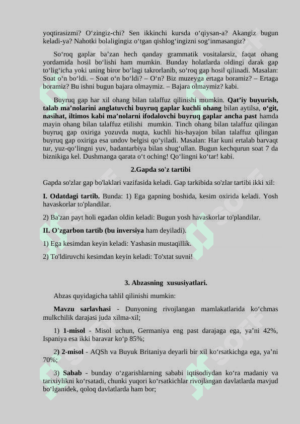 Gaplarning xususiyatlari 2