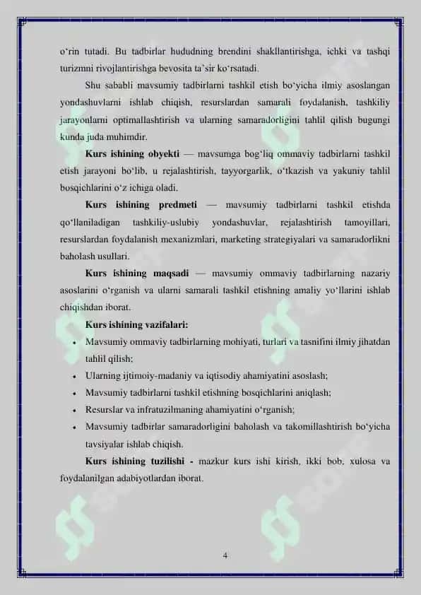 Mavsumga bog'liq bo'lgan ommaviy tadbirlarni tashkil qilish 4