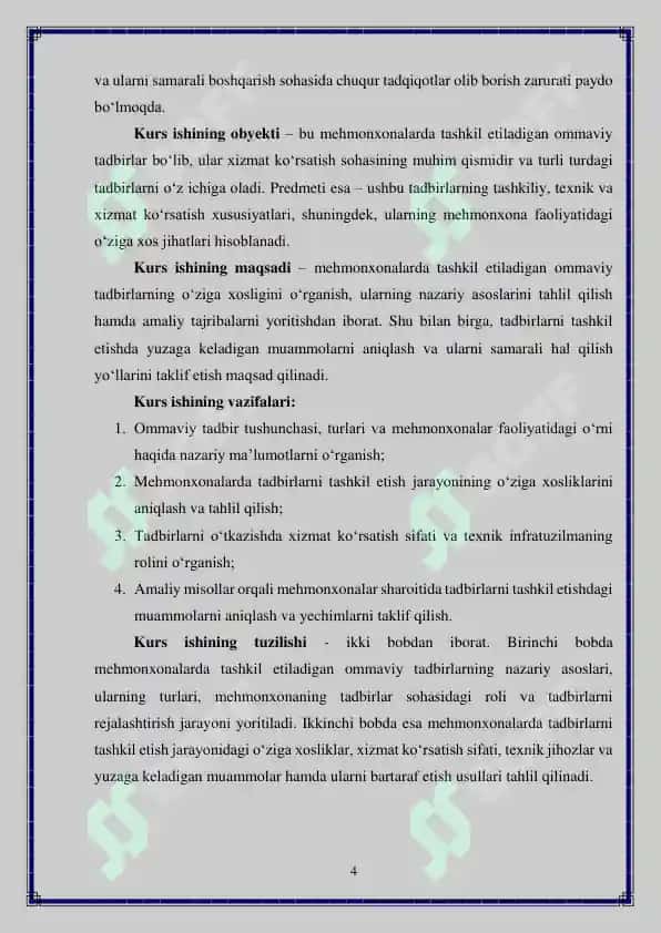Mehmonxonalarda tashkil etiladigan ommaviy tadbirlarning o ziga xosligi 4