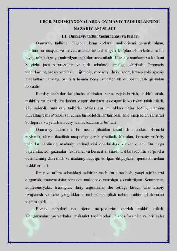 Mehmonxonalarda tashkil etiladigan ommaviy tadbirlarning o ziga xosligi 5