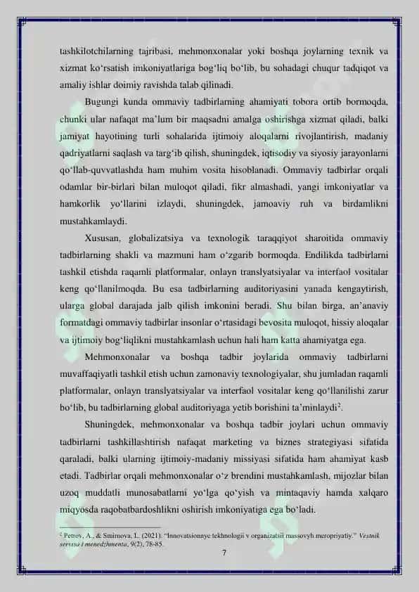 Mehmonxonalarda tashkil etiladigan ommaviy tadbirlarning o ziga xosligi 7