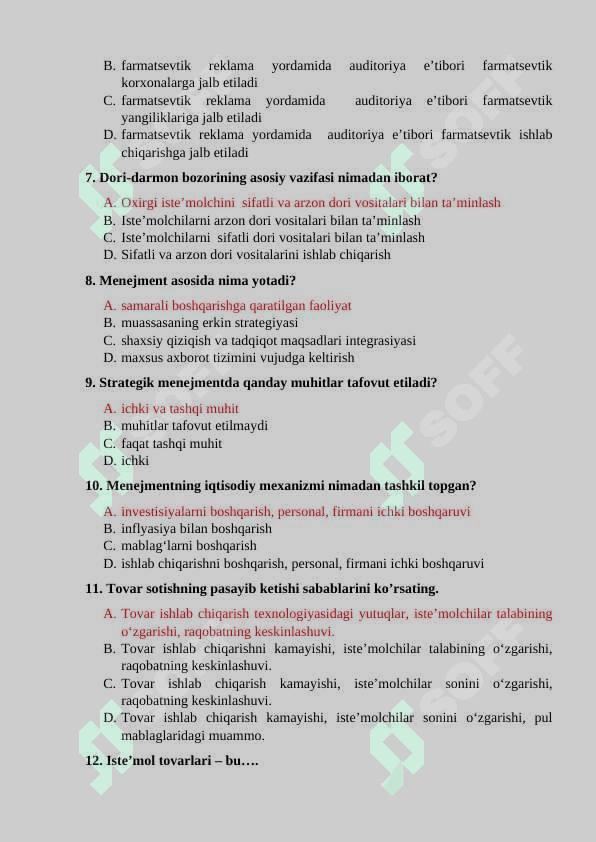 Farmakologik nazorat fanidan 1- Oraliq nazorat javoblari 2
