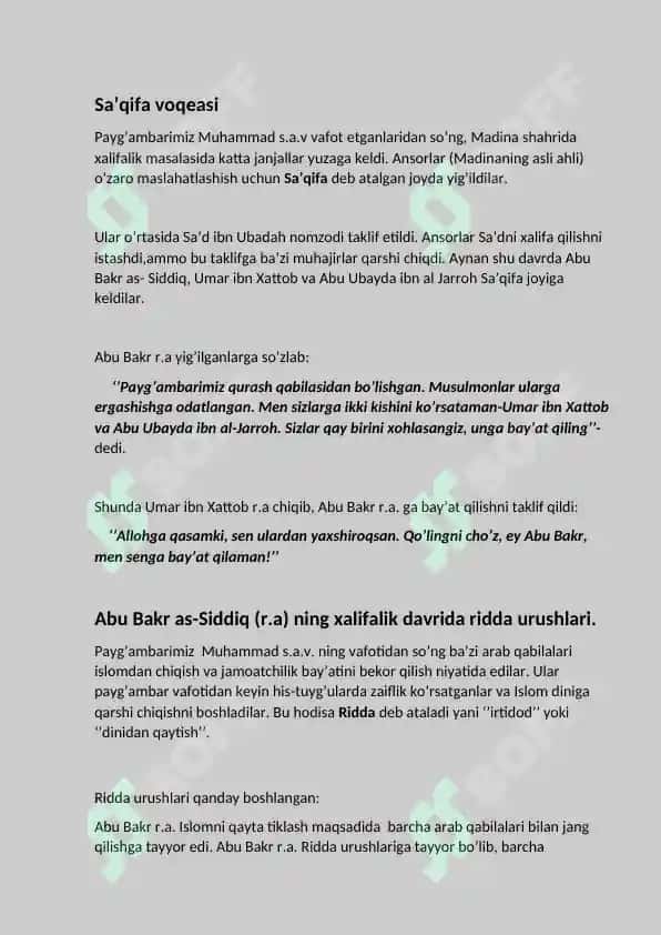 “Tört xalifa davri (22 betlik mustaqil ish, referat)” 4