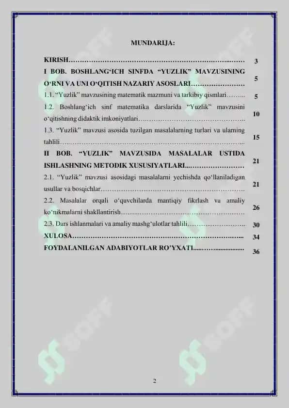 "Yuzlik" mavzusida masalalar ustida ishlash metodikasi 2