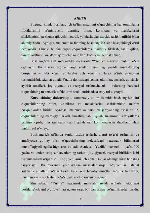 "Yuzlik" mavzusida masalalar ustida ishlash metodikasi 3