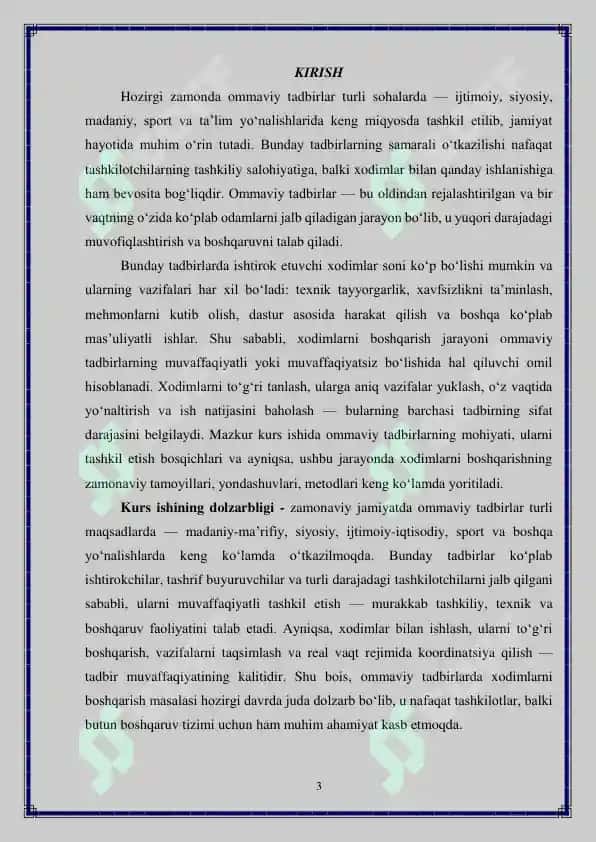 Ommaviy tadbirlarda xodimlarni boshqarish 3