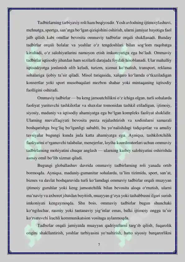 Ommaviy tadbirlarda xodimlarni boshqarish 7