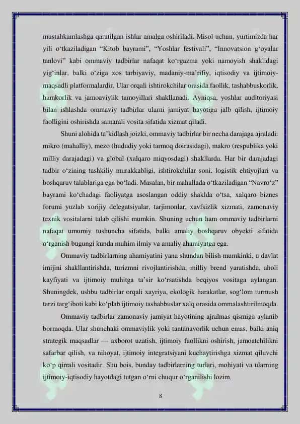 Ommaviy tadbirlarda xodimlarni boshqarish 8