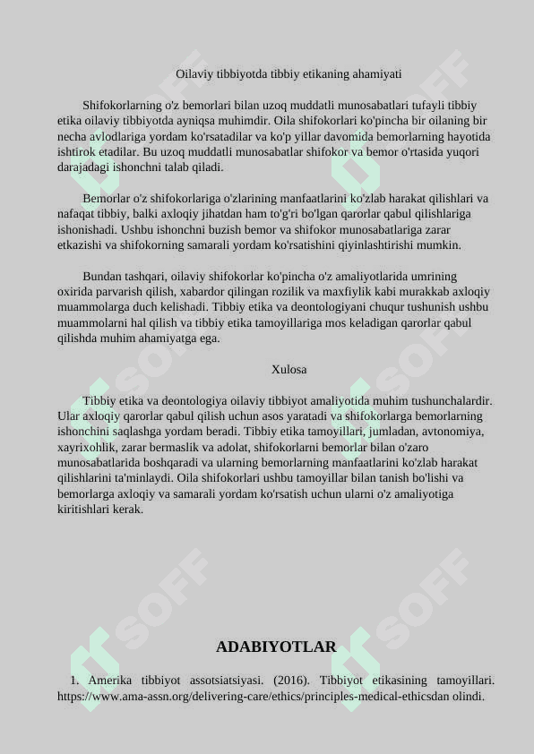 Tibbiy etika va deontologiya tamoyillari va oilaviy shifokor amaliyotida ahamiyati 2