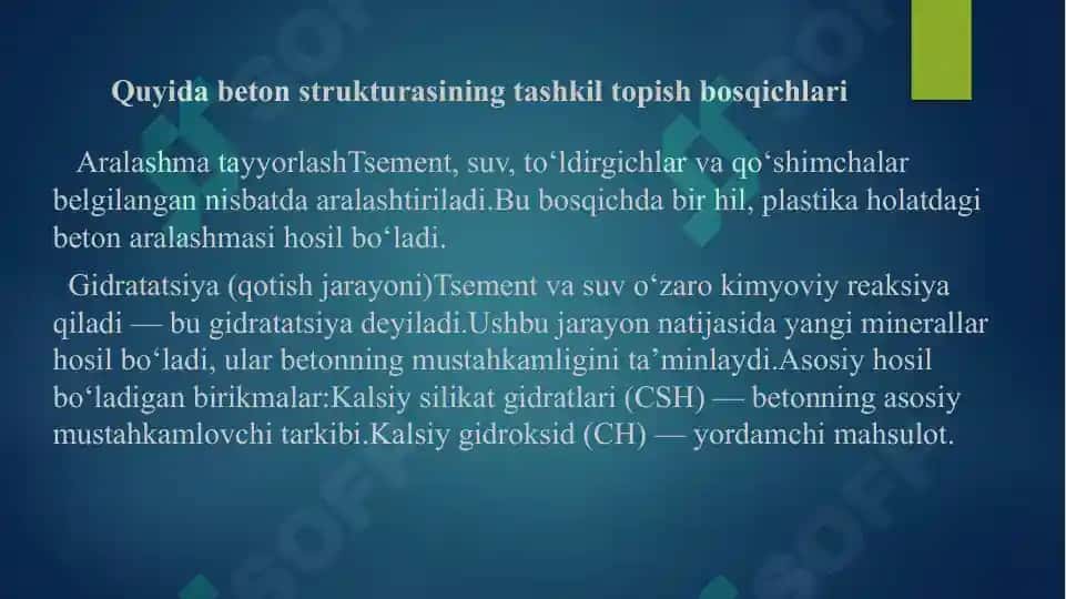 Betonlar strukturasining tashkil topishiga qo’shimchalar ta’sirlari 4