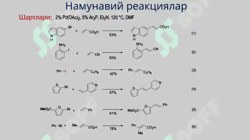 Замонавий органик синтезда Pd ли катализаторлар иштирокидаги реакциялар 8