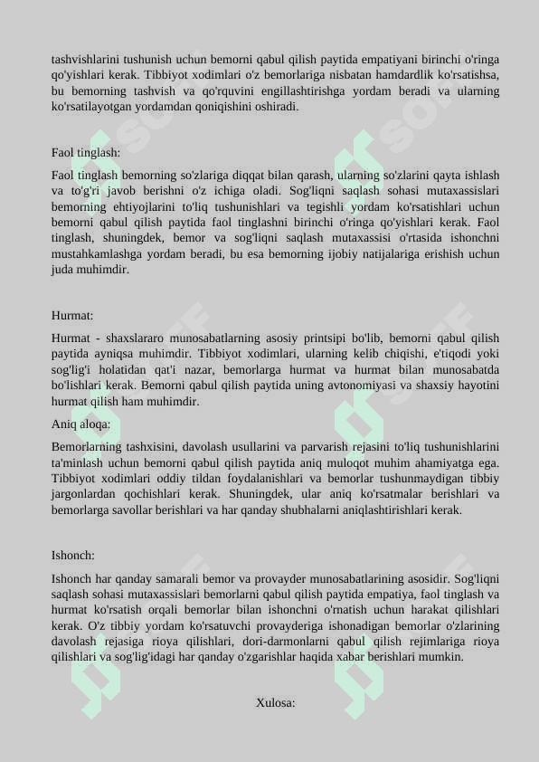 Bemorlarni qabul qilishda shaxslararo munosabatlar tamoyillari 2
