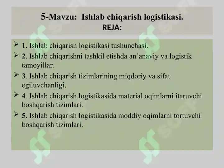 Ishlab chiqarish logistikasi 2