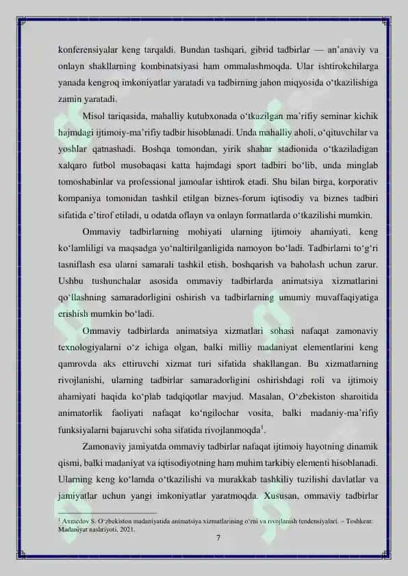 Ommaviy tadbirlarda animatsiya xizmatlarini 7