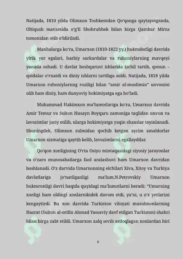 Qo'qon xonligi madaniy hayoti va uning taraqqiyoti xususiyatlari 8