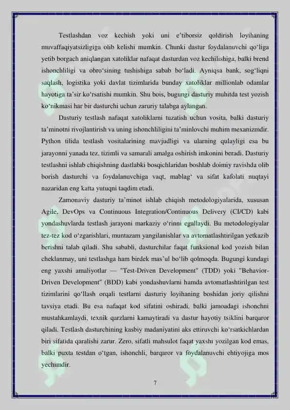 Python'da dasturiy testlar 7