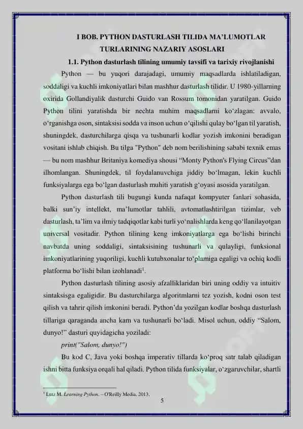Python’da ma’lumotlar turlari va ularning imkoniyatlari 5