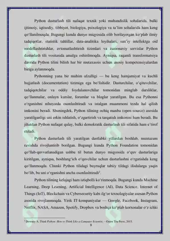 Python’da ma’lumotlar turlari va ularning imkoniyatlari 8