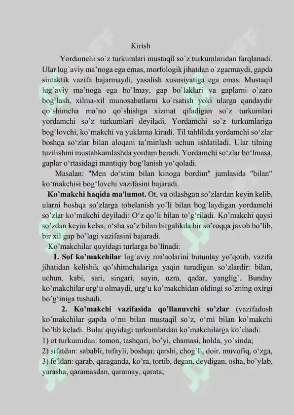 Yordamchi So'zlar va Ularning Turlari 2