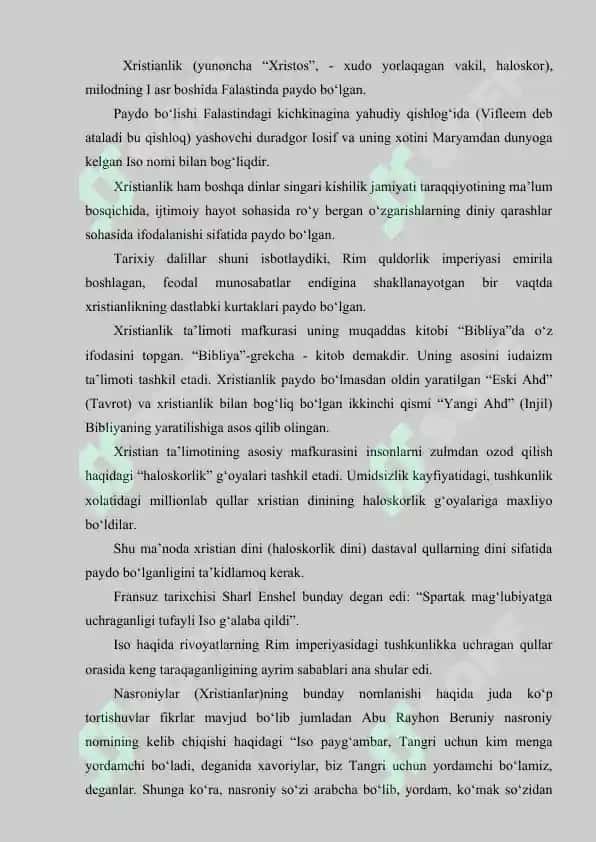 Xristian Mafkurasining Vujudga Kelishi 3