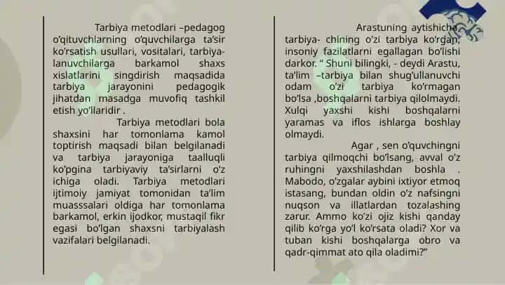 Zamonaviy pedagogika tarbiya Metodlari va Shakllari 4