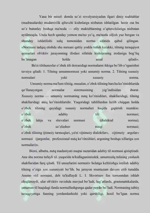 Oʻzbek tili adabiy normalari. Imlo, talaffuz, aksentologik, soʻz yasash, grammatik, uslubiy, punktuasion normalar 3