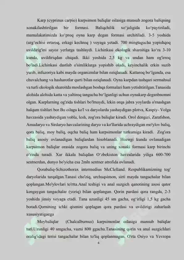O'zbekiston umurtqali hayvonlari. Suvda va botqoqlikda yashovchi hayvonlar xilma-xilligini saqlash 4