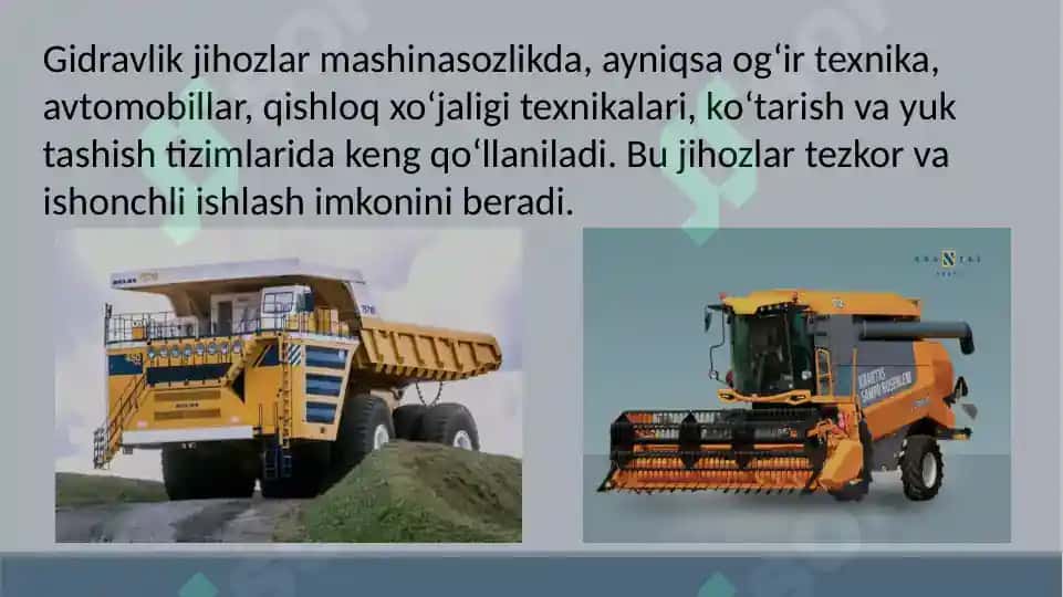Mashinasozlik sohasida gidravlik jihozlarning o’rni va ahamiyati. 4