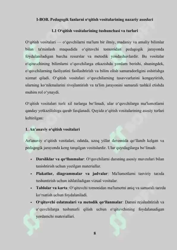 Pedagogik fanlarni o‘qitish vositalari 8
