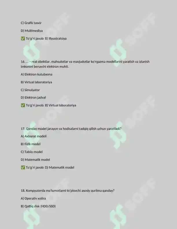Agros test javoblari. Davlat xizmatchisi yangi 6