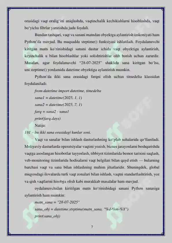 Python’da sanalar va vaqtlar bilan ishlash 7