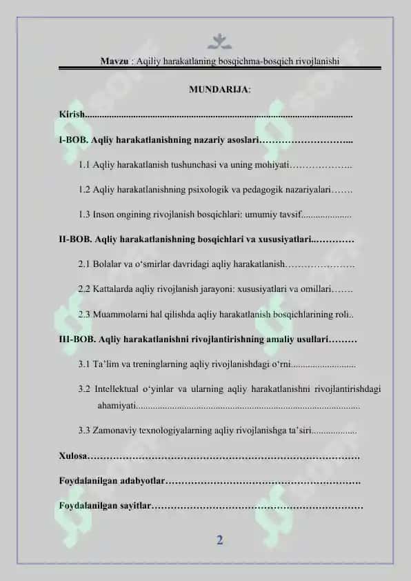 Aqliy harakatlanishning bosqichma-bosqich rivojlanishi 2