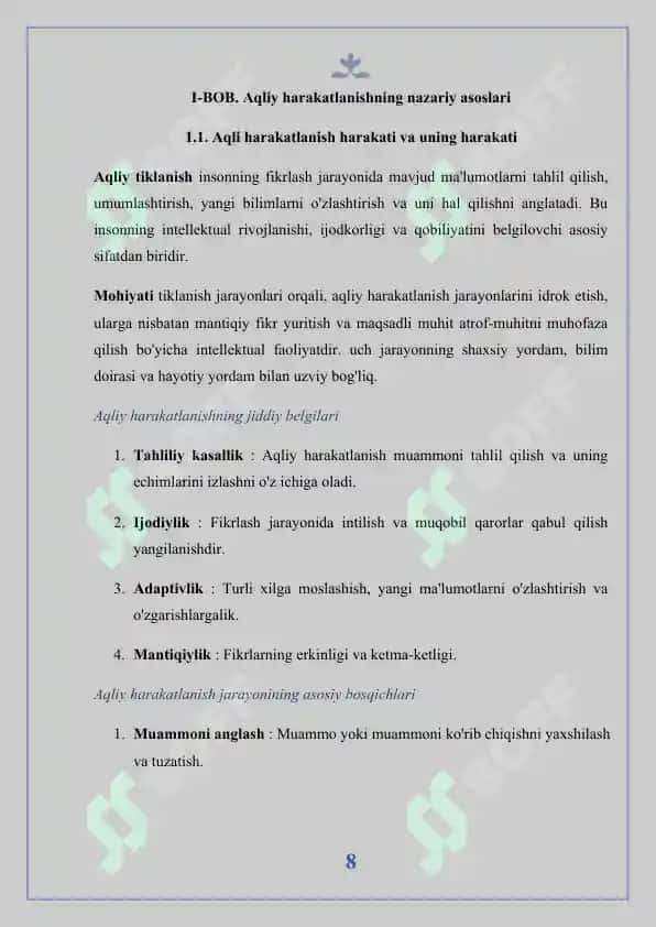 Aqliy harakatlanishning bosqichma-bosqich rivojlanishi 8