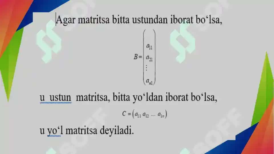 Matritsalar algebrasi 8