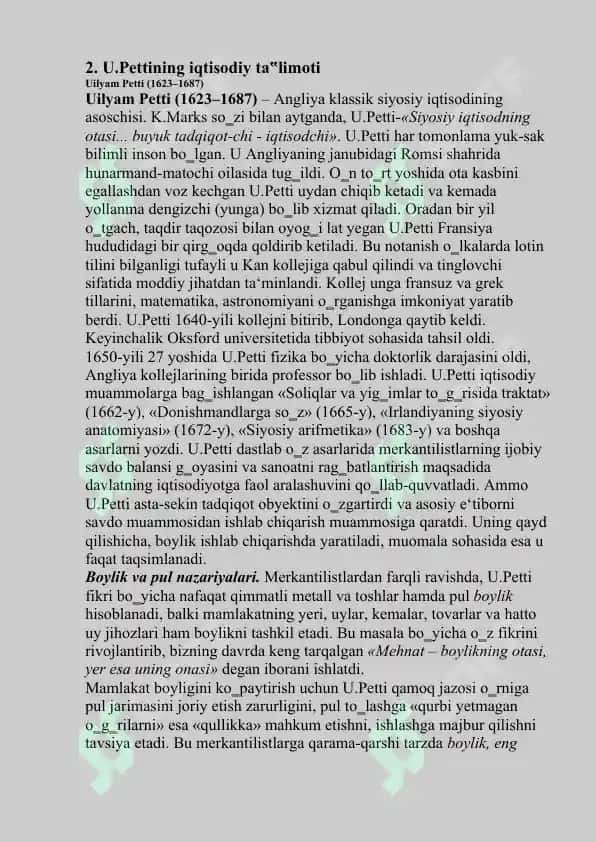 Klassik iqtisodiy maktabning vujudga kelishi, rivojlanishi va yakunlanishi 5