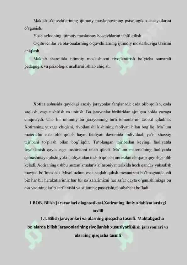 Bilish jarayonlari diagnostikasi.Xotira 4