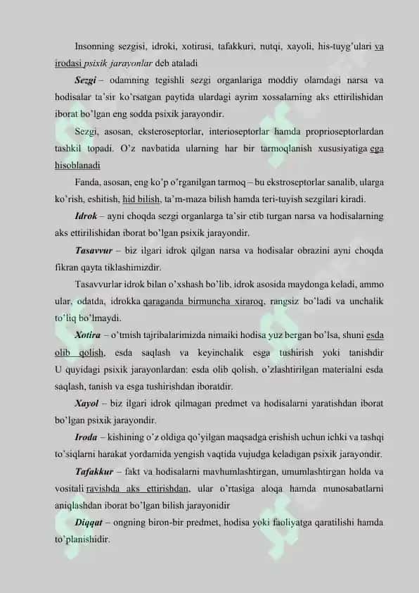 Bilish jarayonlari diagnostikasi.Xotira 5