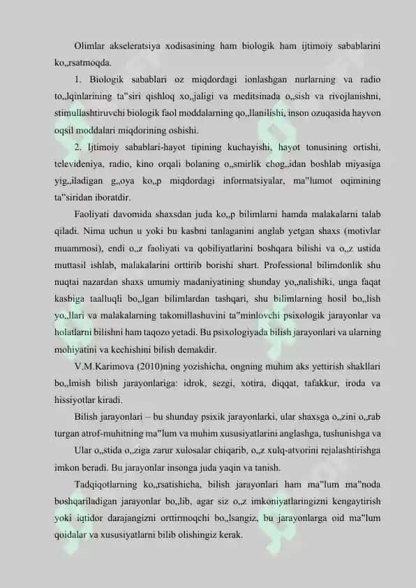 Bilish jarayonlari diagnostikasi.Xotira 8