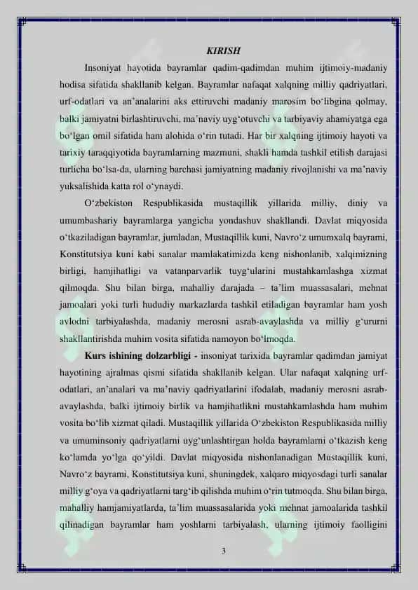 Turli darajadagi bayramlarni tashkil qilish xususiyatlari 3