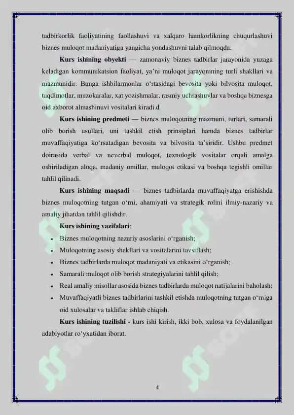 Biznes muloqotlar muvaffaqiyatli biznes tadbirining asosiy komponentlaridan biri sifatida 4