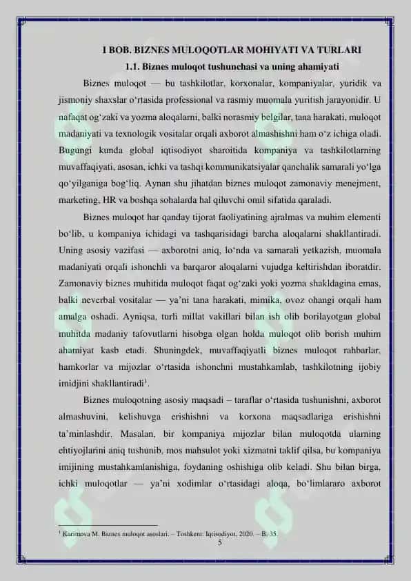 Biznes muloqotlar muvaffaqiyatli biznes tadbirining asosiy komponentlaridan biri sifatida 5