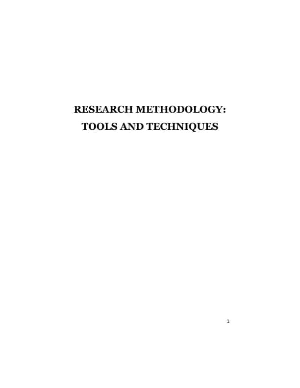 Research Methodology: Tools and Techniques