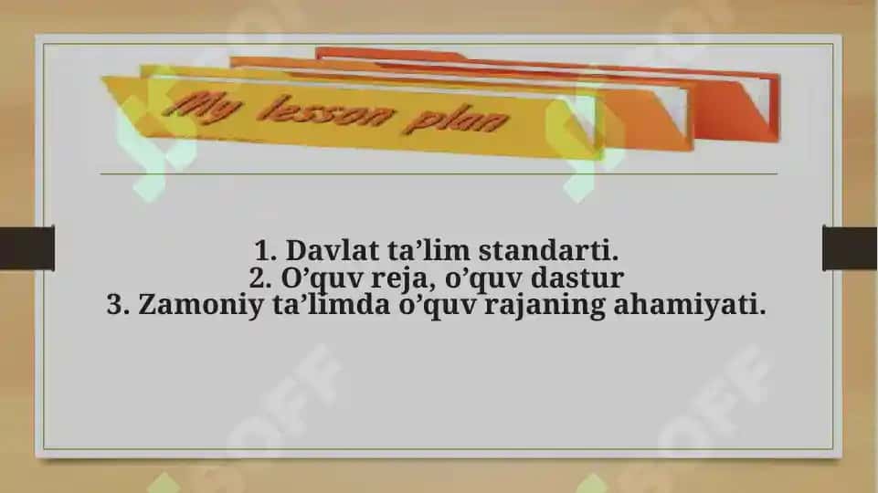 Ta'lim jarayonida o'quv rejani hamiyati va o'rni 2