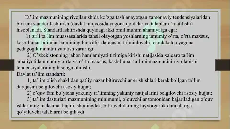 Ta'lim jarayonida o'quv rejani hamiyati va o'rni 4
