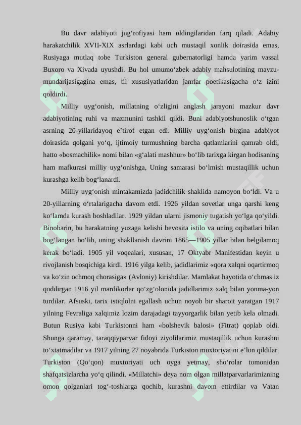 Milliy uygʻonish davri oʻzbek adabiyoti bosqichlari 3