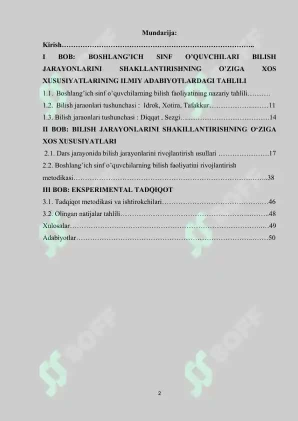 BOSHLANG’ICH SINF O’QUVCHILARI BILISH JARAYONLARINI SHAKLLANTIRISHNING O’ZIGA XOS XUSUSIYATLARI 2