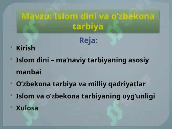Islom dini va oʻzbekona tarbiya 2