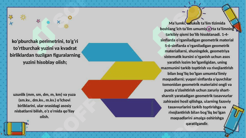 Figuralarning yuzi. Figuralar yuzini  o'lchash usullari 7