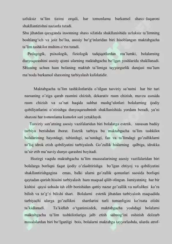 Maktabgacha yoshdagi bolalarni tasviriy qobiliyati va ijodkorligini rivojlantirish 4