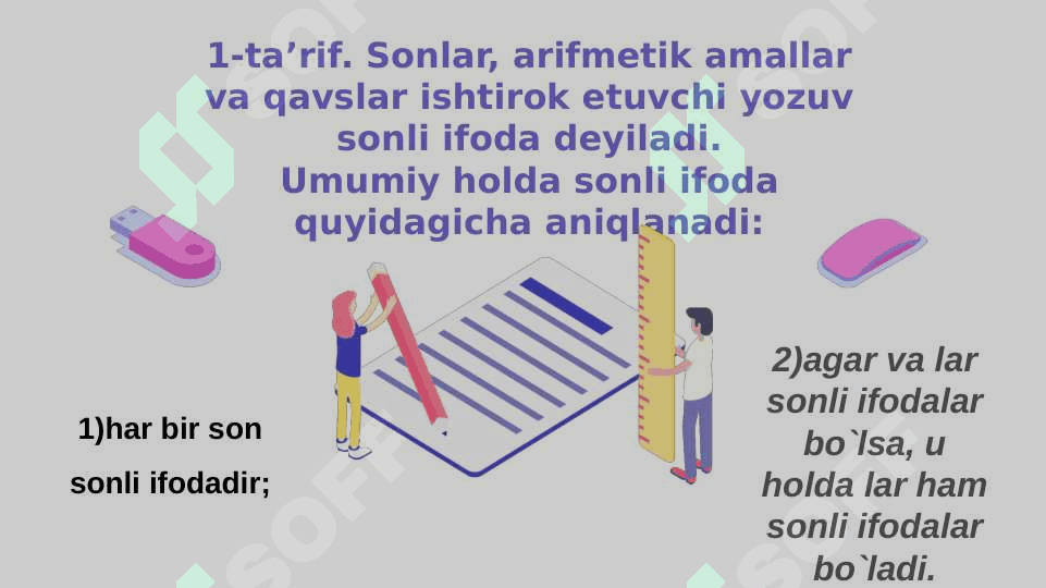 Sonli va o'zgaruvchili ifodalar. Sonli tenglik va tengsizlik, ularning xossalari, bir o'zgaruvchili tenglama va tengsizliklar 8